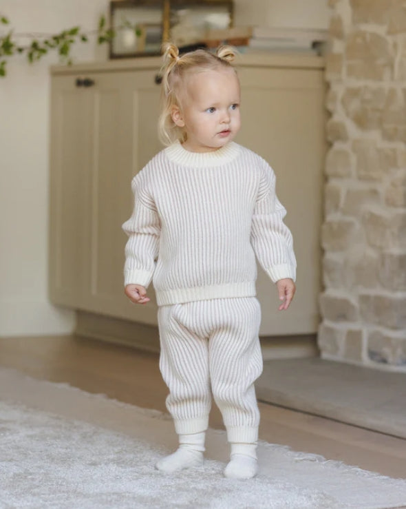 set outfit striped knit sweater and pants - lilac