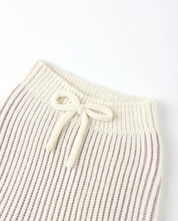 set outfit striped knit sweater and pants - lilac