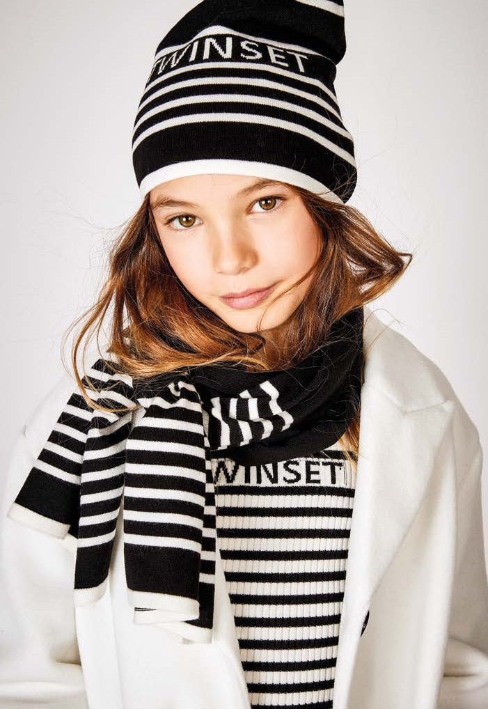 scarf logo knit - white/black-02722