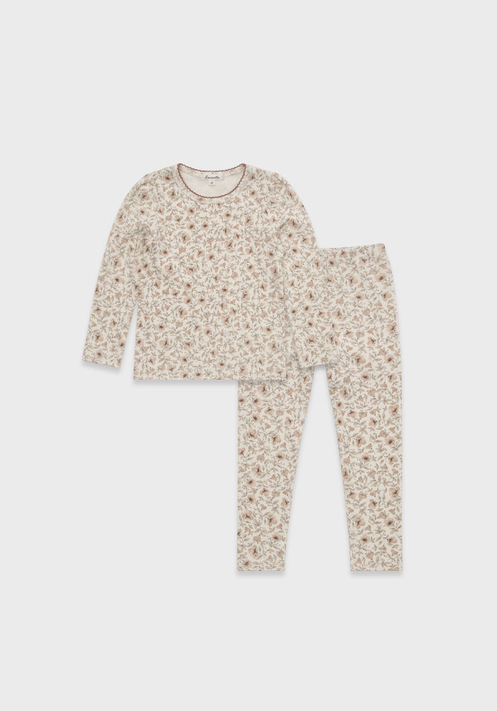 pajamas floral print top and pants - vintage pink