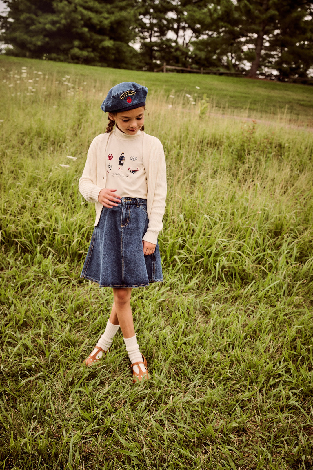 skirt denim yoke - blue denim