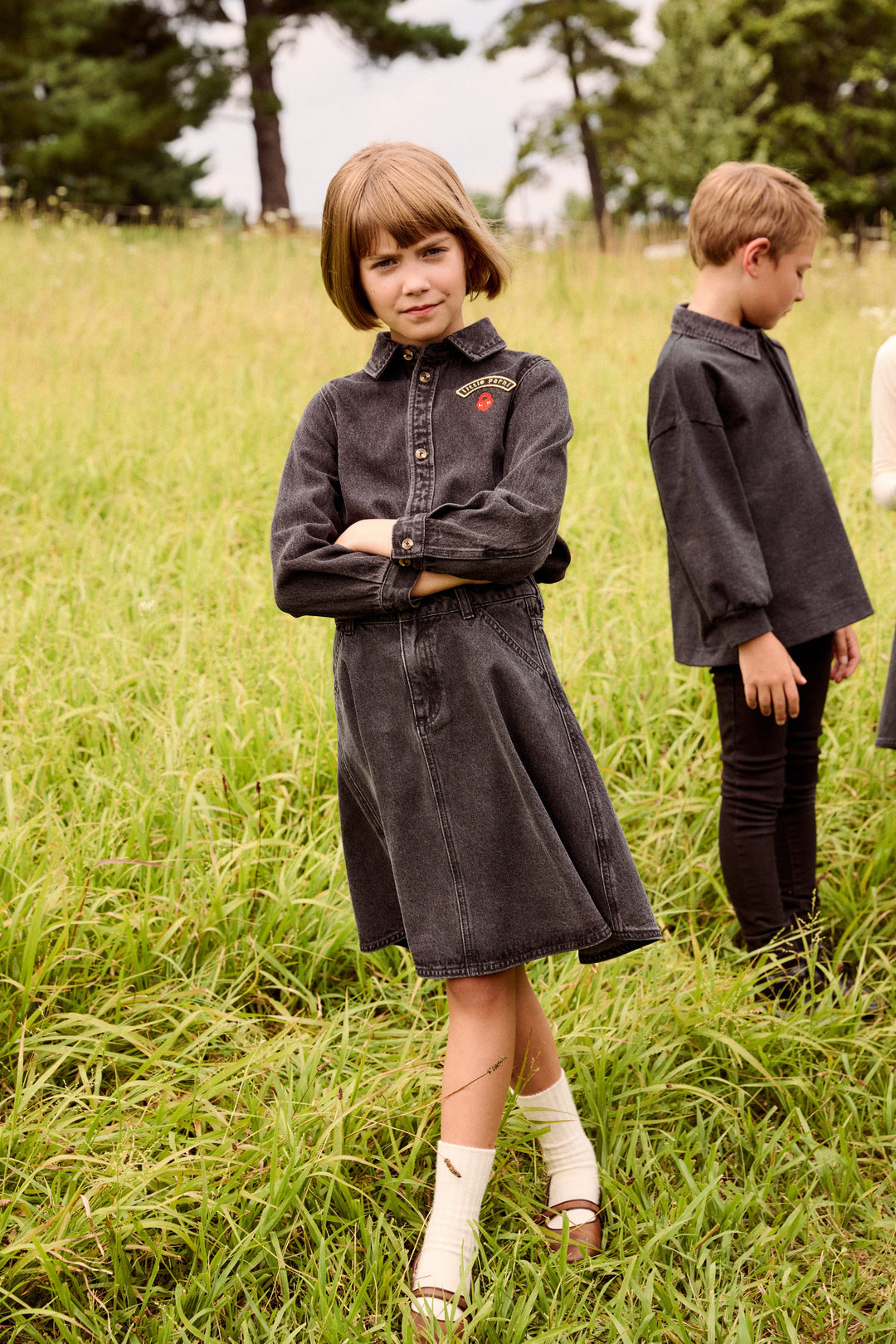 skirt denim yoke - black denim