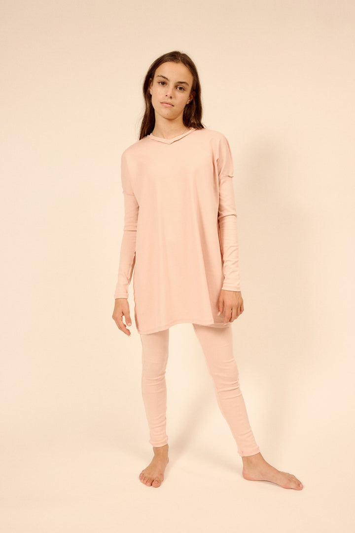 pajamas teen v neck top and pants - pink