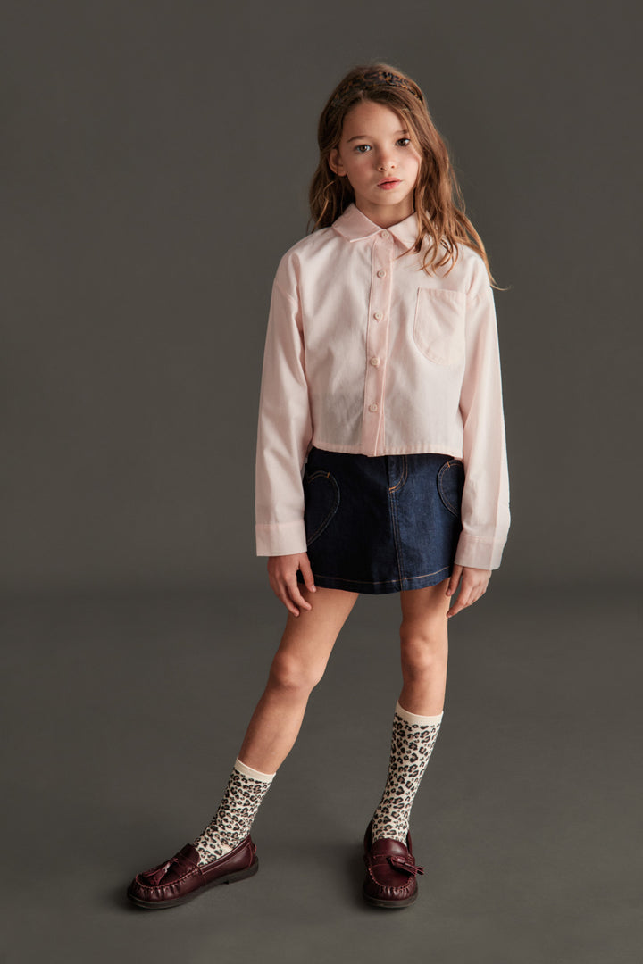 shirt l/s cropped bow in back - pink