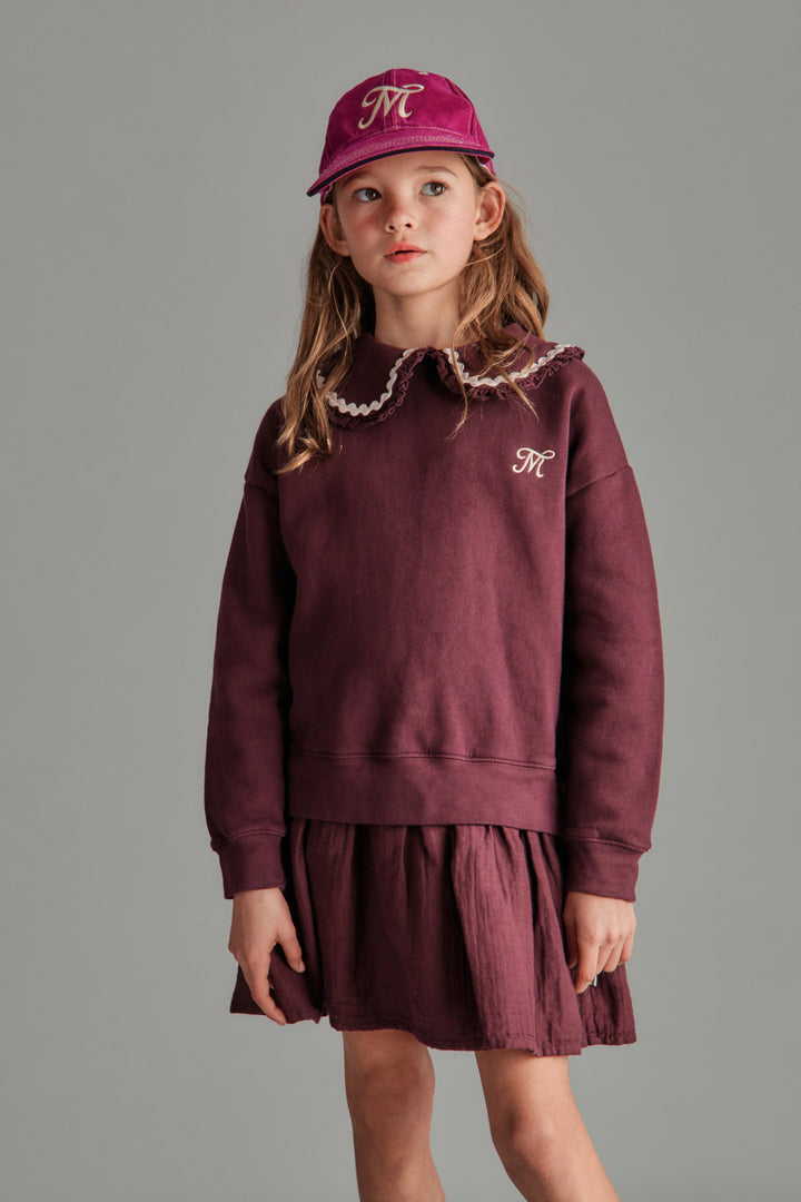 dress large ruffled collar sweatshirt - aubergine