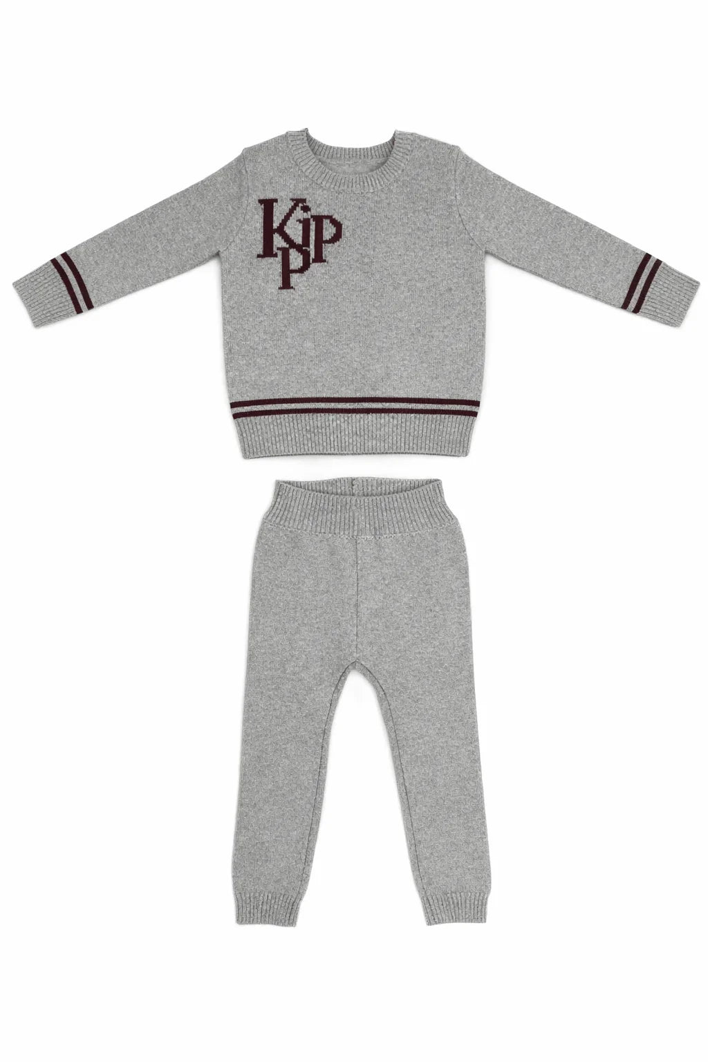 set outfit knit logo sweater and leggings - cranberry