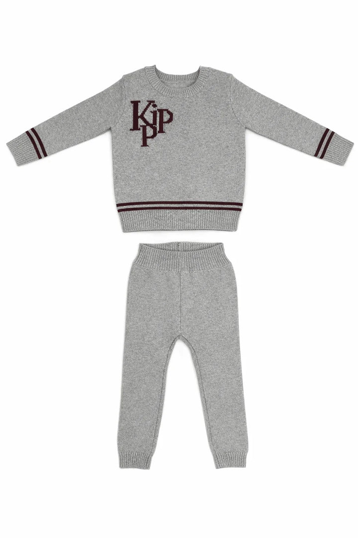 set outfit knit logo sweater and leggings - cranberry