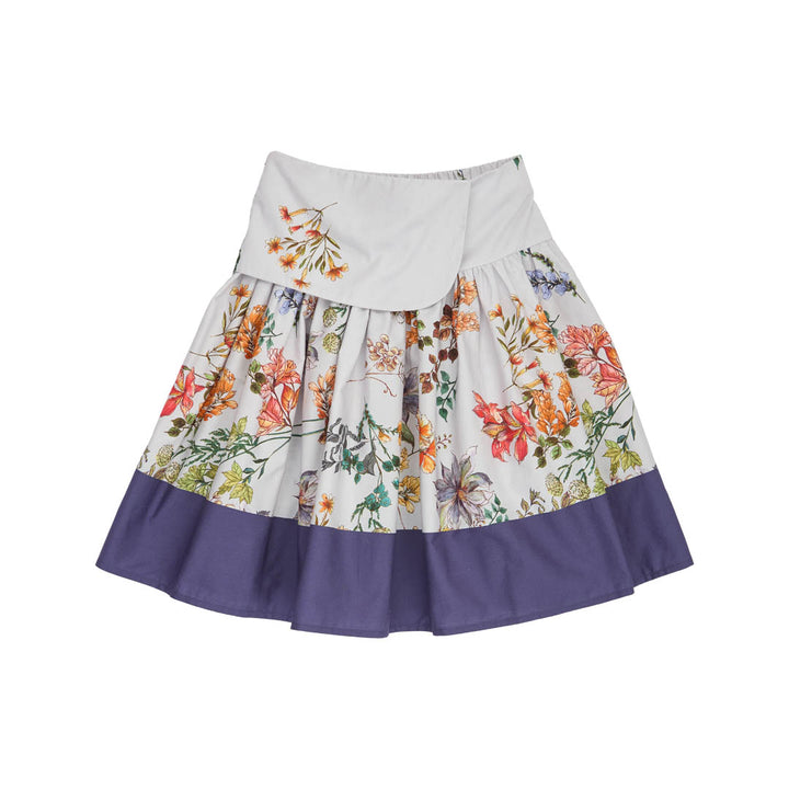 set outfit frill collared shirt and flap gathered skirt - lht ble prnt-111-110