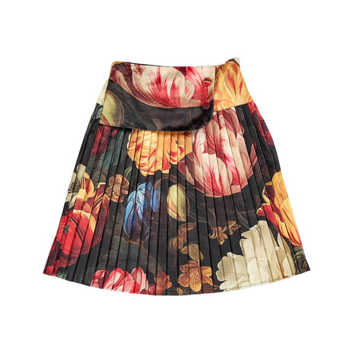 skirt midi velvet printed pleated - floral-120