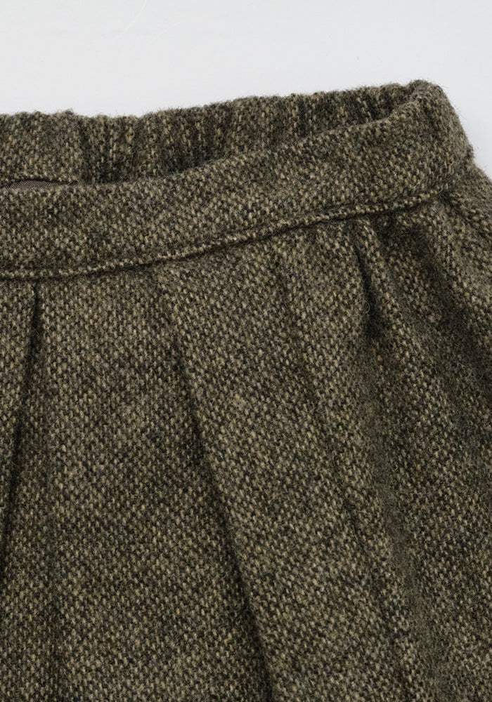 skirt mixed wool gathered - khaki gray