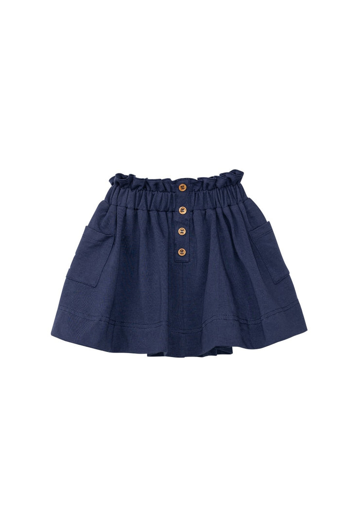 skirt rouched waist with side pockets - navy