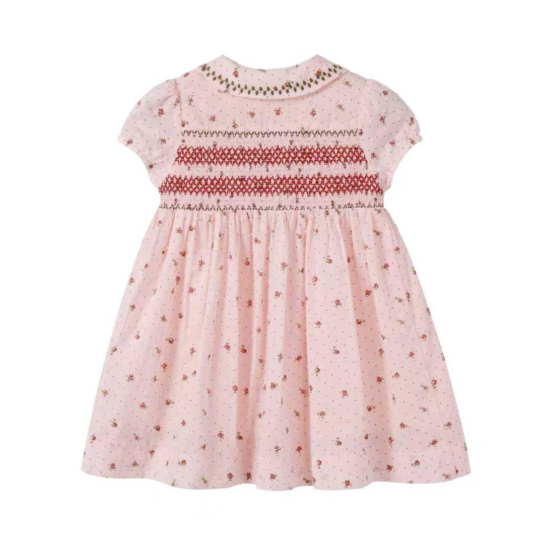 dress smocked floral button down - pink