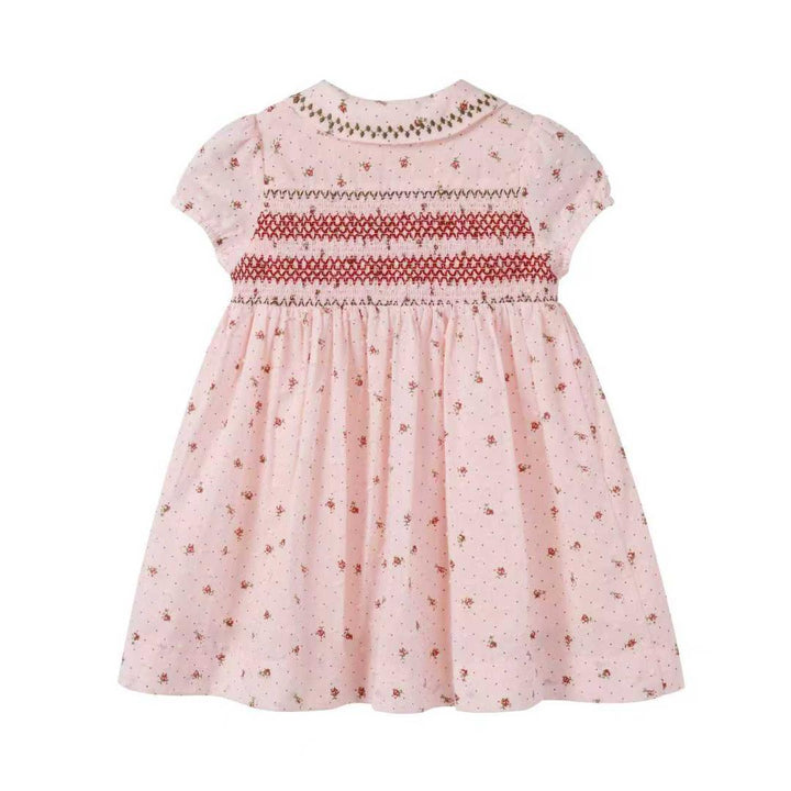 dress smocked floral button down - pink