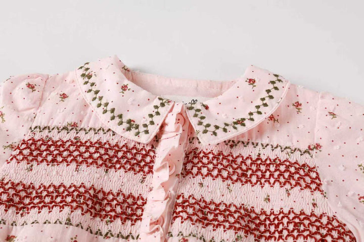 dress smocked floral button down - pink
