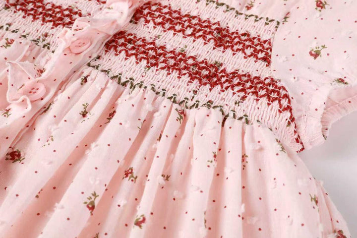 dress smocked floral button down - pink