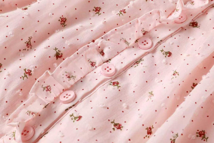 dress smocked floral button down - pink
