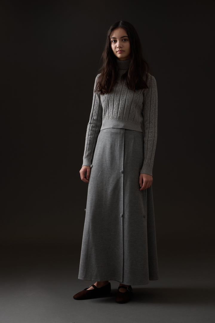 skirt double breasted wool - grey
