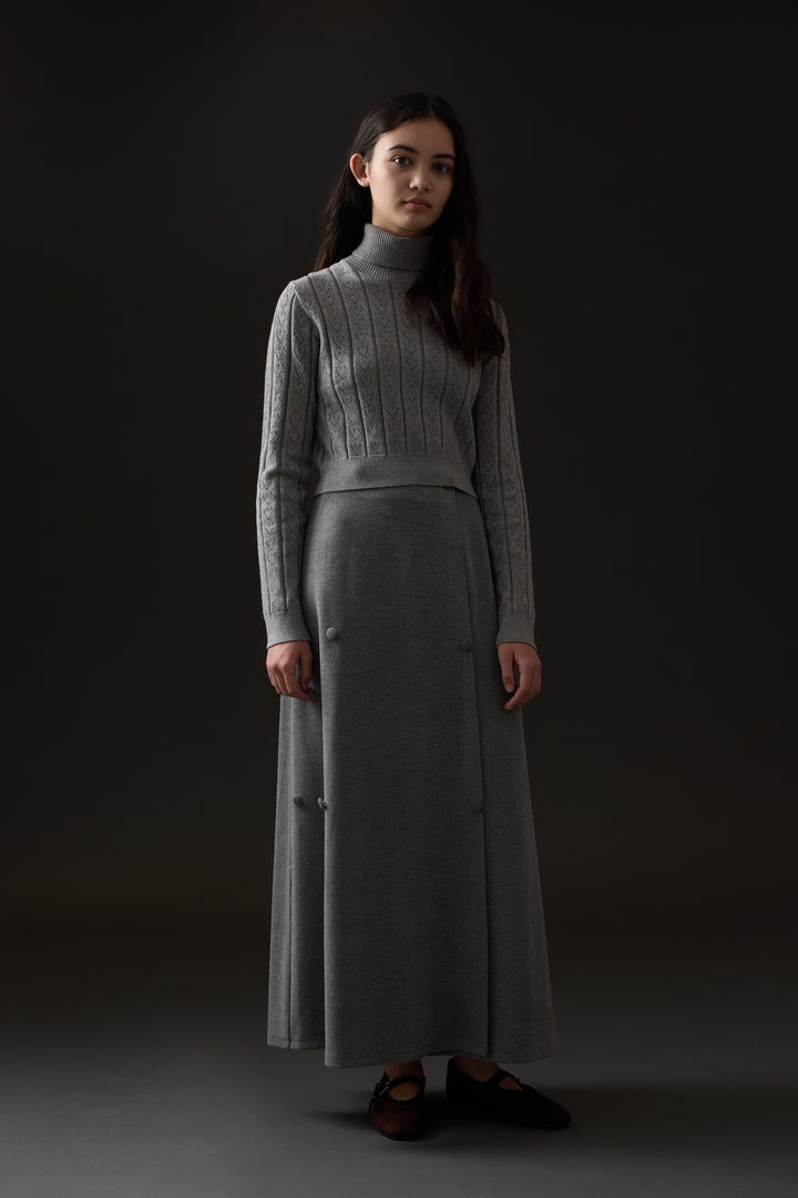 top l/s pointelle heart turtleneck - grey