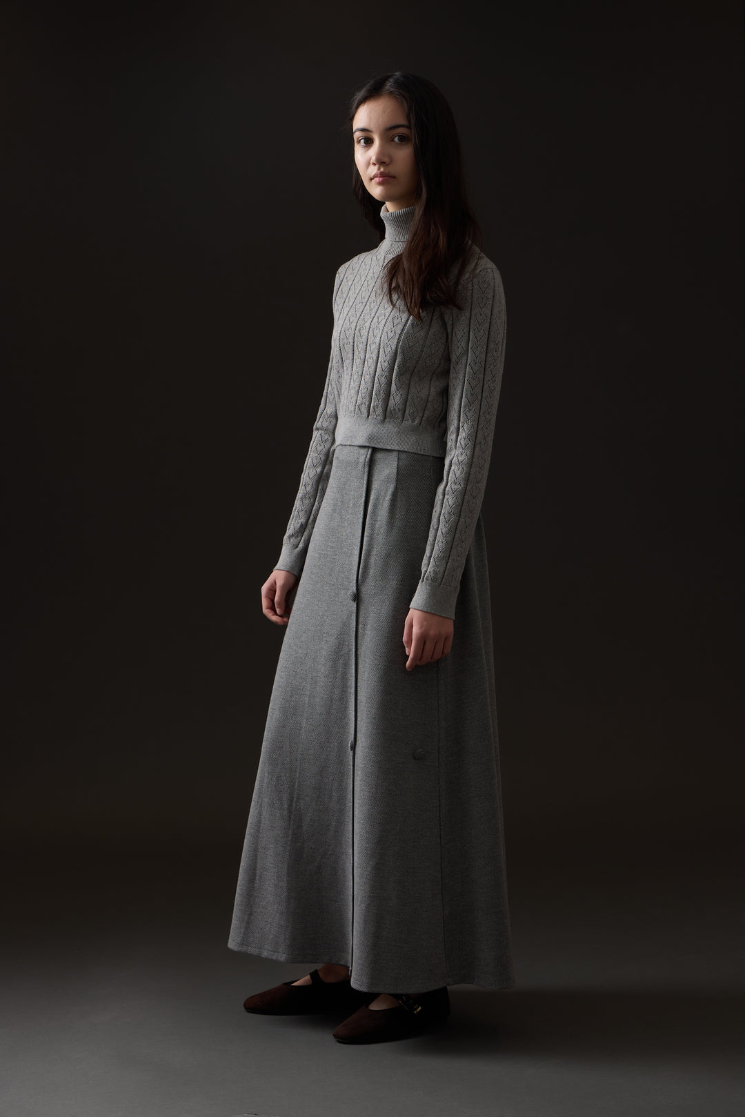 skirt double breasted wool - grey