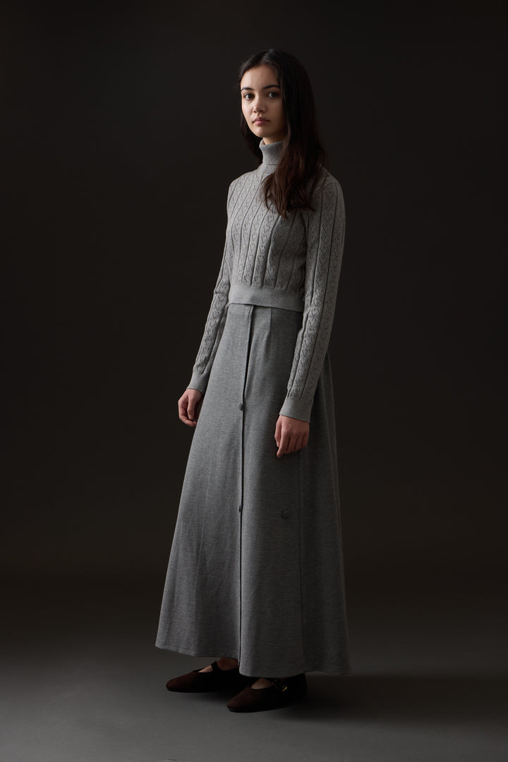 skirt double breasted wool - grey