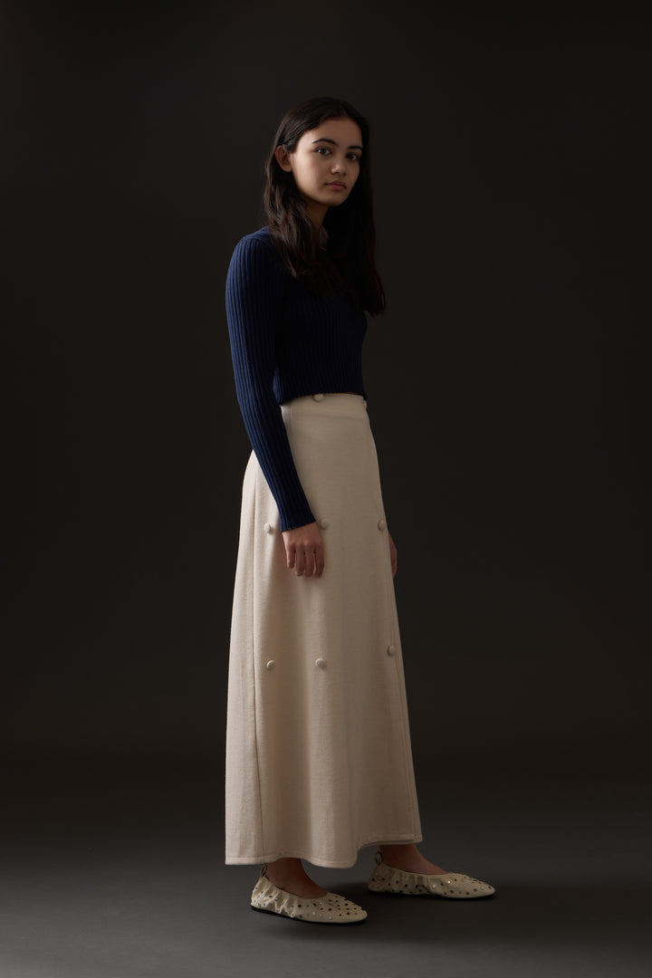 skirt double breasted wool - natural