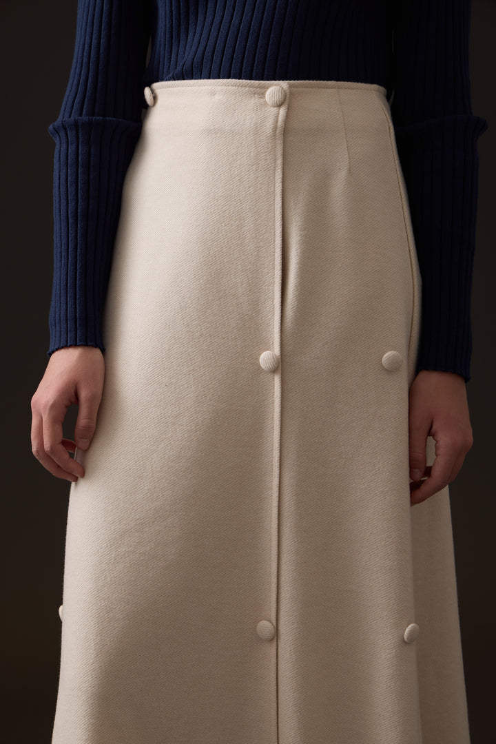 skirt double breasted wool - natural
