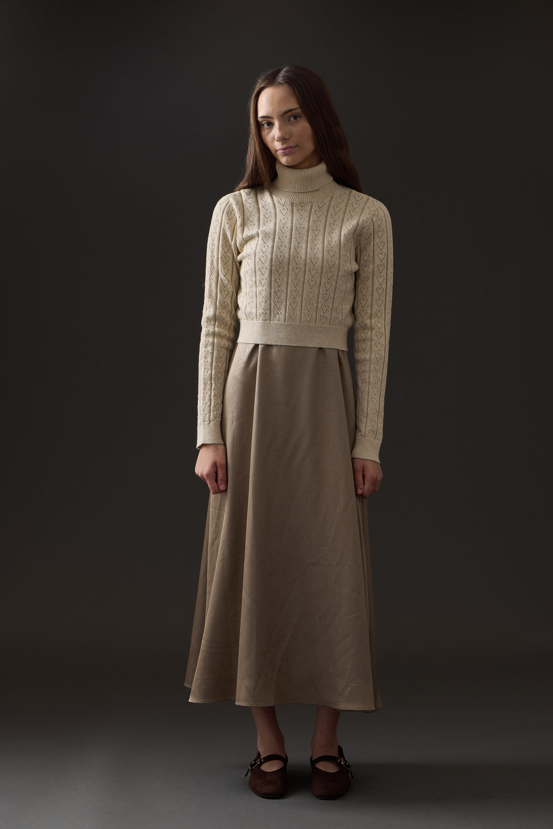 top l/s pointelle heart turtleneck - natural