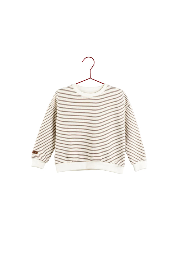 top l/s stripe sweatshirt - brown/cream