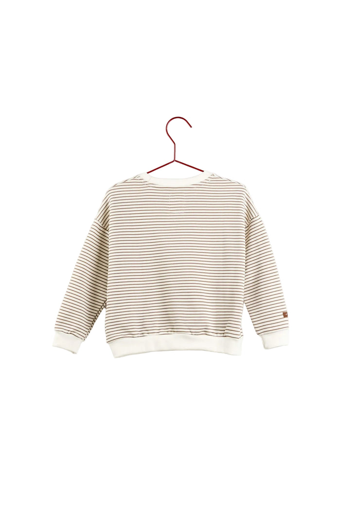 top l/s stripe sweatshirt - brown/cream