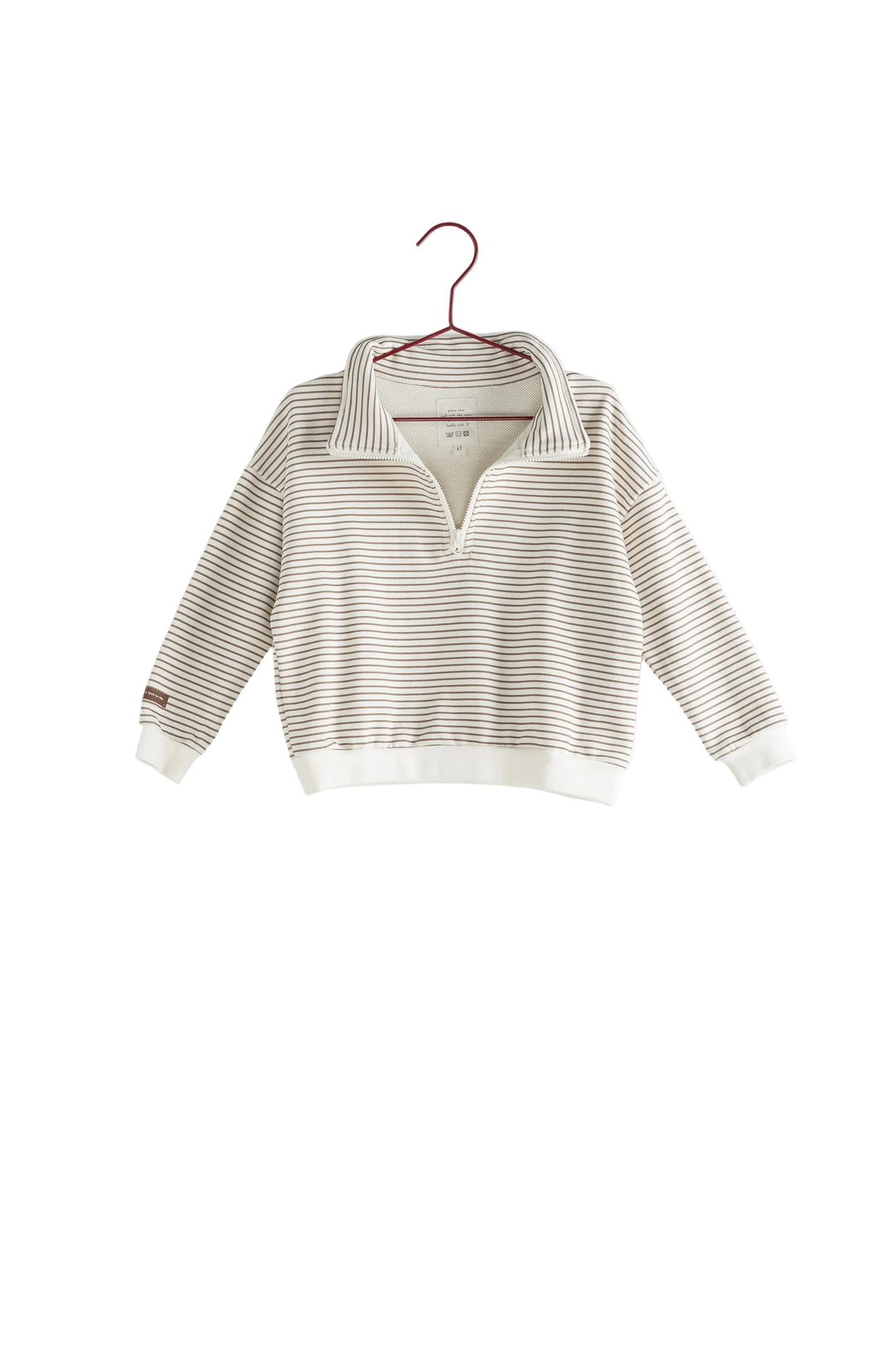 top l/s stripe sweatshirt - brown/cream