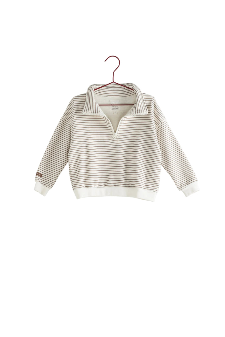 top l/s stripe sweatshirt - brown/cream