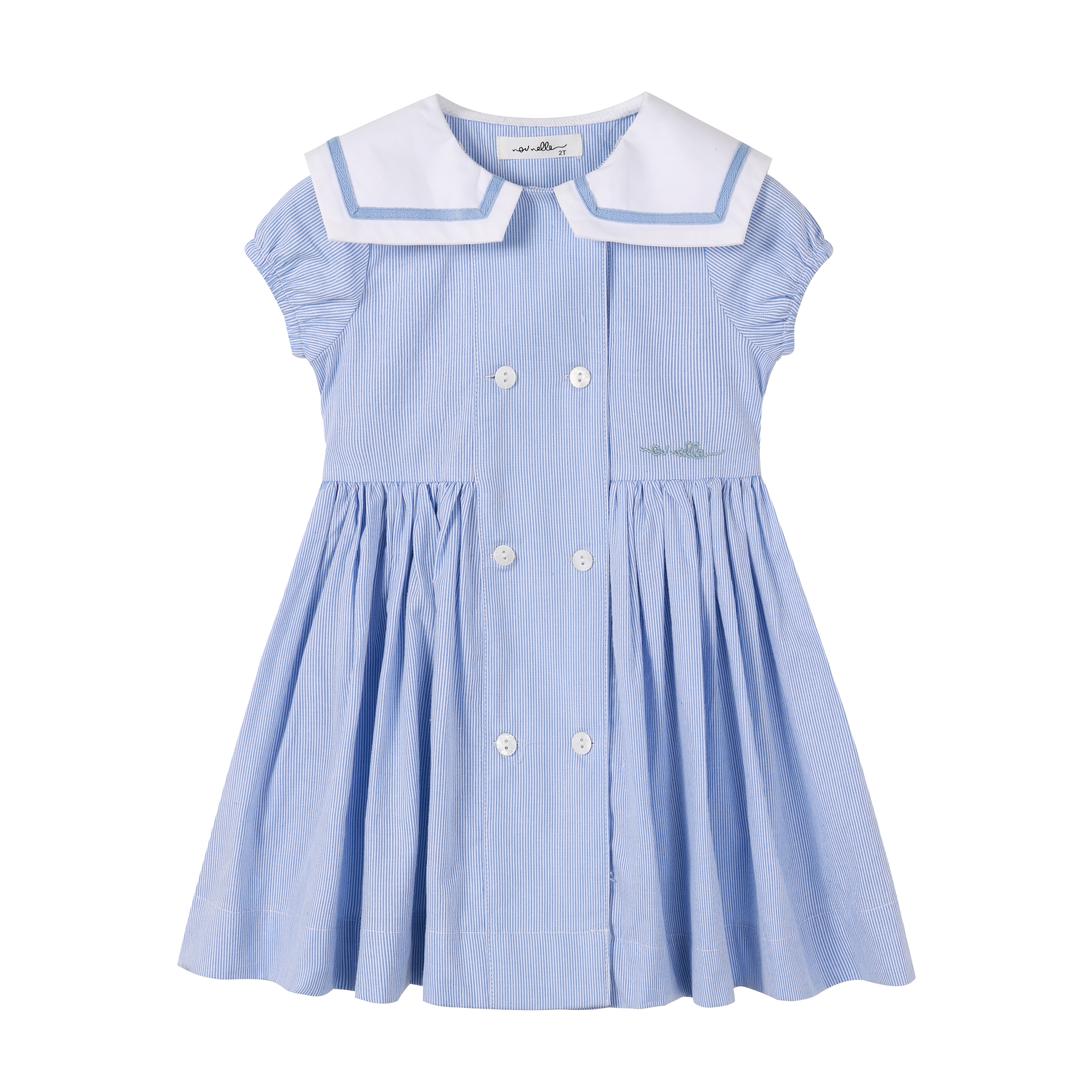 dress double breasted pinstriped with large collar - light blue