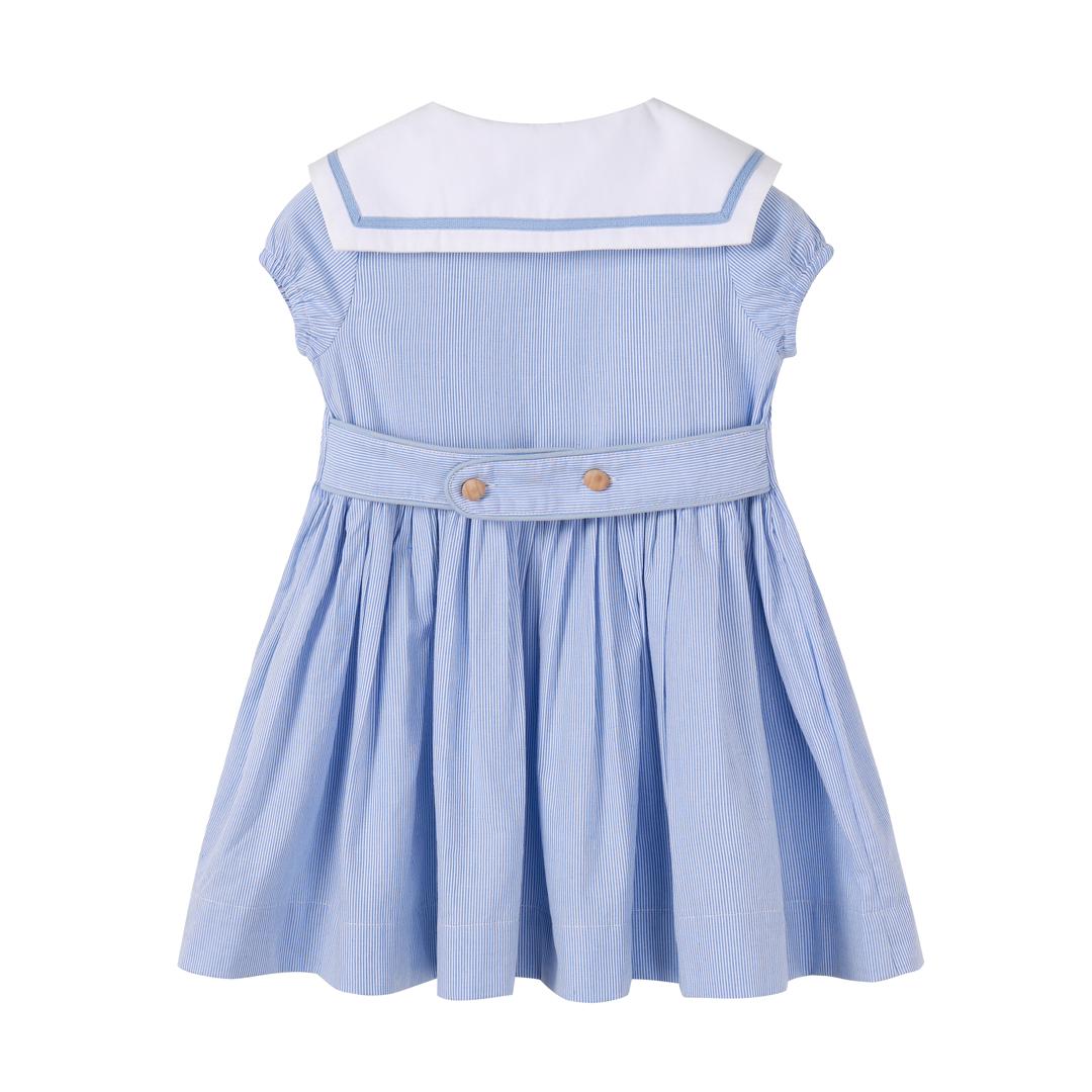 dress double breasted pinstriped with large collar - light blue