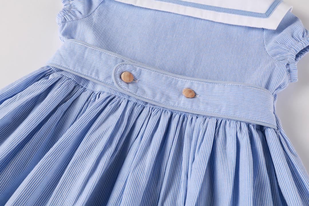 dress double breasted pinstriped with large collar - light blue