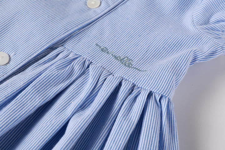 dress double breasted pinstriped with large collar - light blue