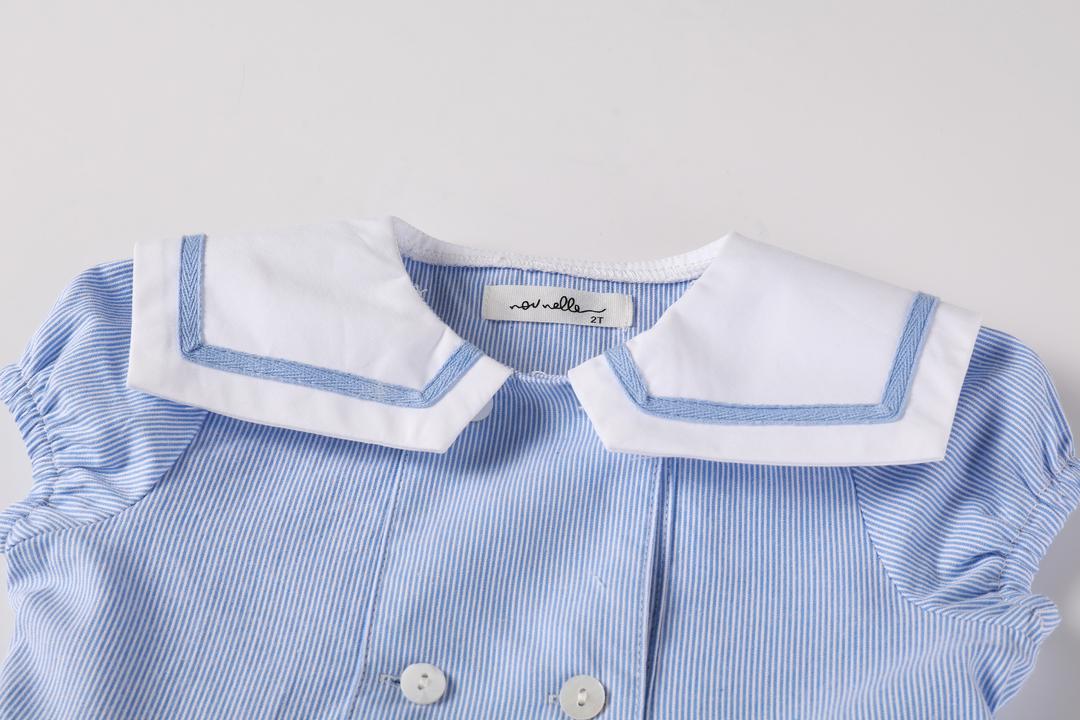 dress double breasted pinstriped with large collar - light blue