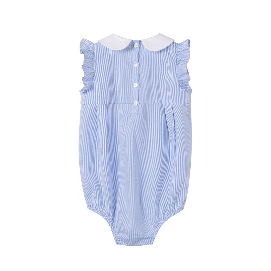 one piece pinstriped bubble romper - light blue
