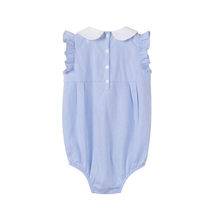 one piece pinstriped bubble romper - light blue