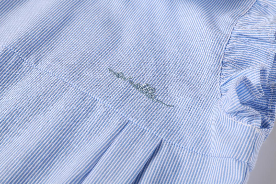 one piece pinstriped bubble romper - light blue