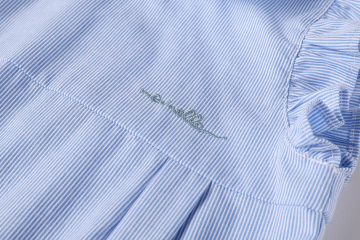 one piece pinstriped bubble romper - light blue