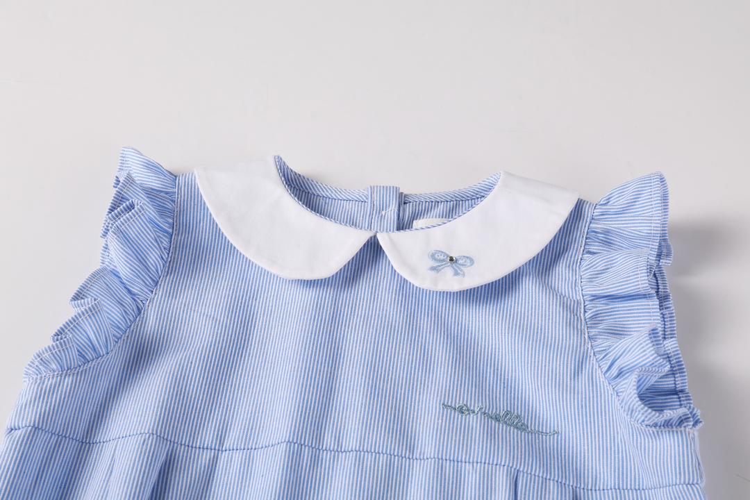 one piece pinstriped bubble romper - light blue
