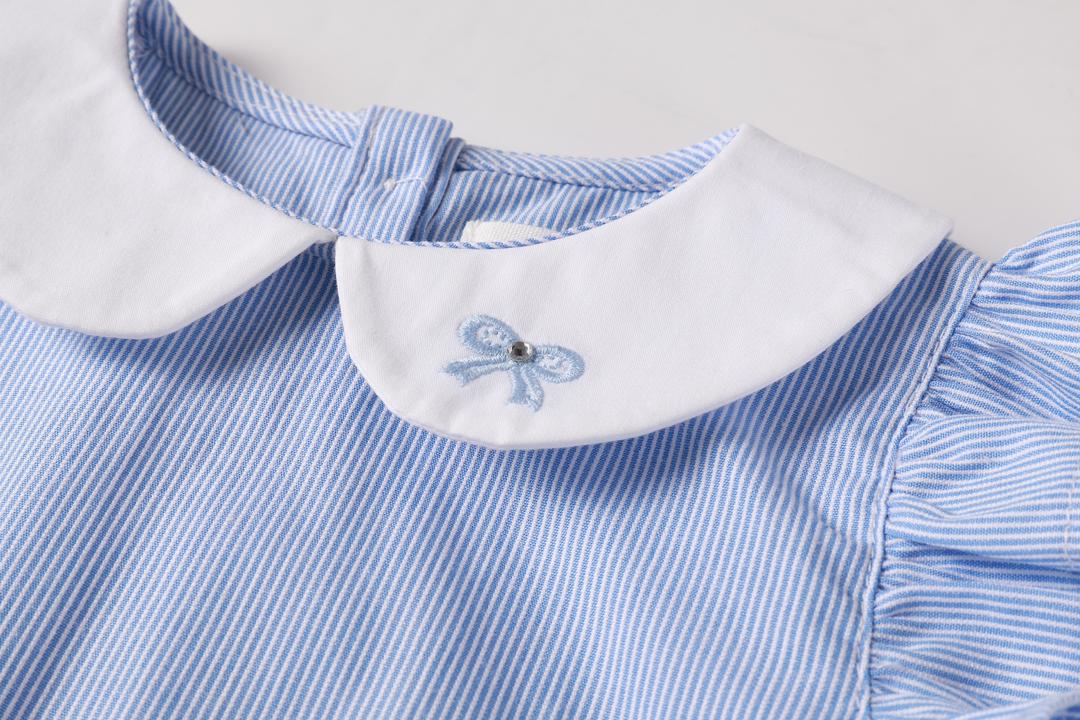 one piece pinstriped bubble romper - light blue