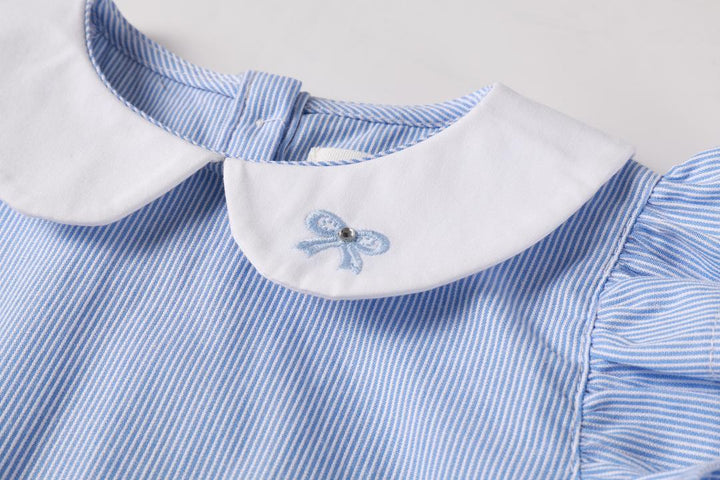 one piece pinstriped bubble romper - light blue