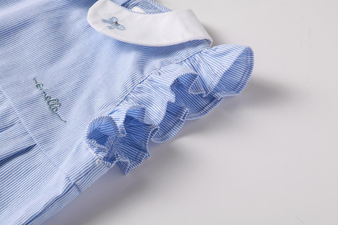 one piece pinstriped bubble romper - light blue