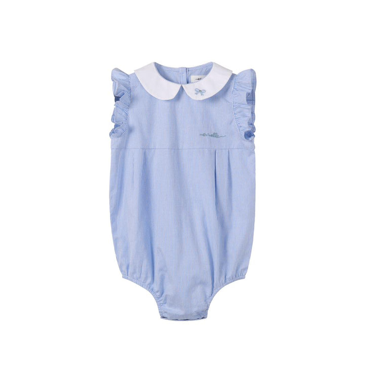 one piece pinstriped bubble romper - light blue