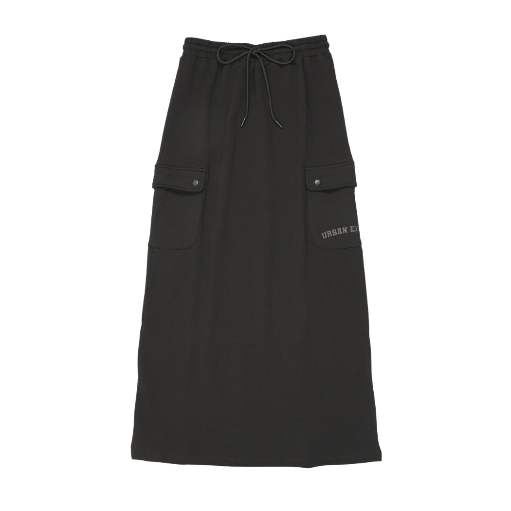 skirt drawstring logo sweat - black