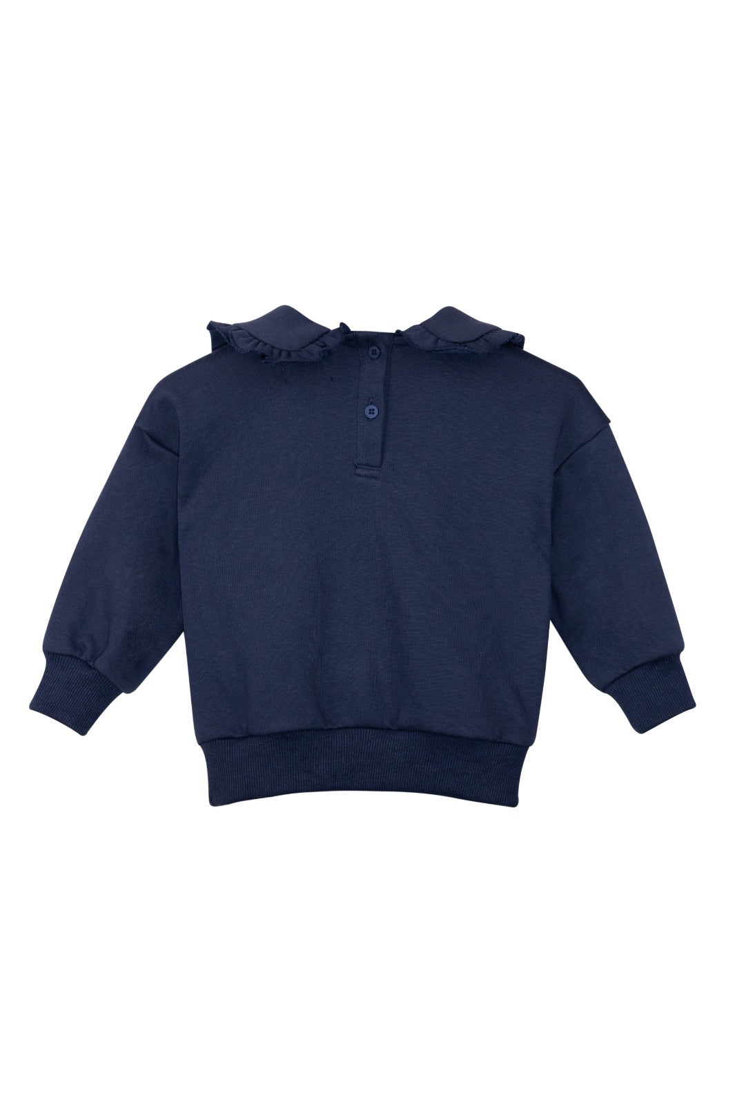 top l/s label sweatshirt with ruffled collar - navy