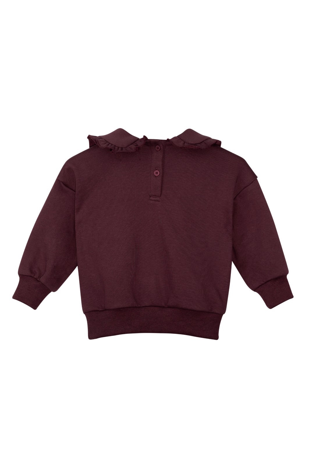 top l/s label sweatshirt with ruffled collar - plum