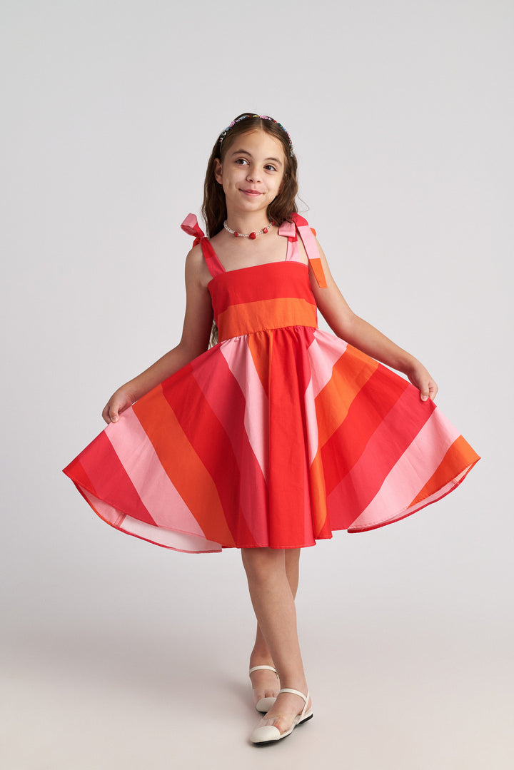 dress striped bow strap jumper - striped