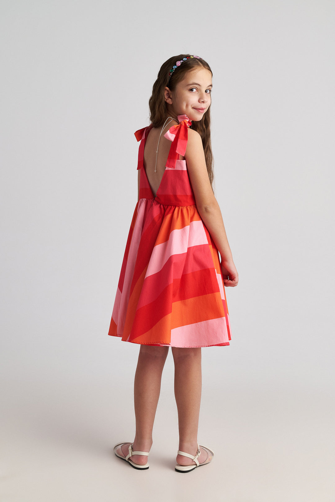dress striped bow strap jumper - striped
